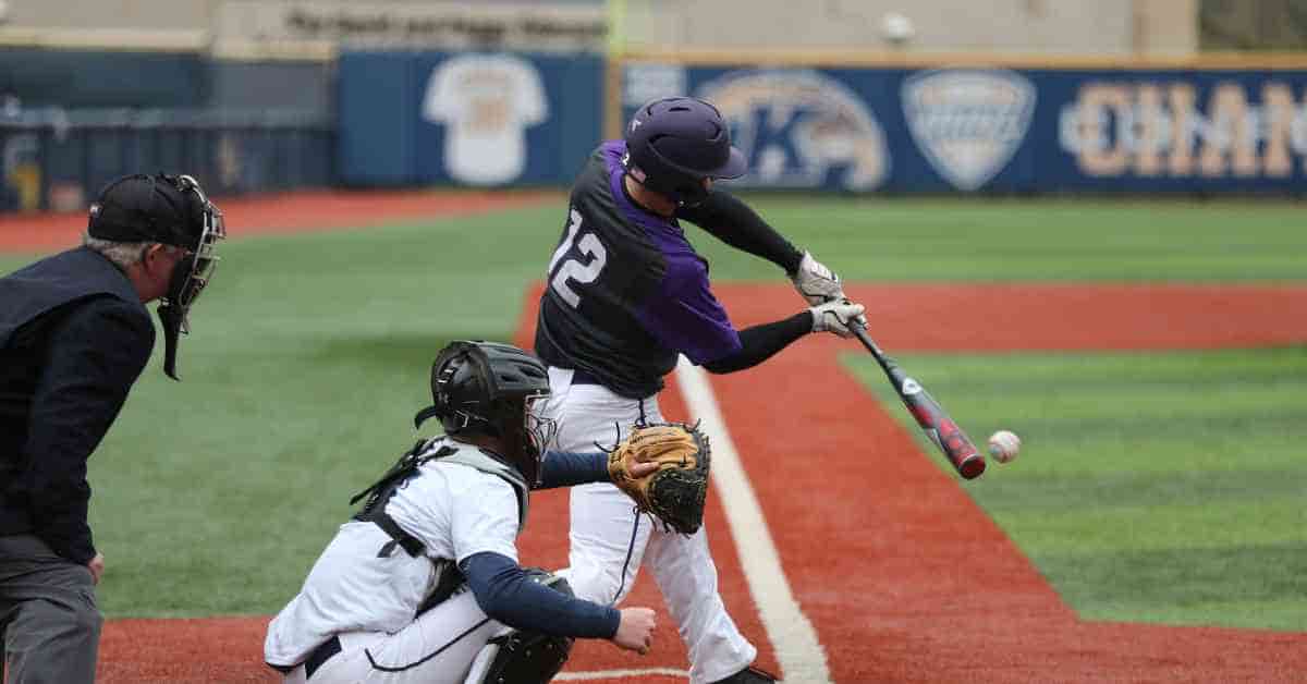 A baseball player participating in different types of MLB tryouts, swinging a bat at a ball.