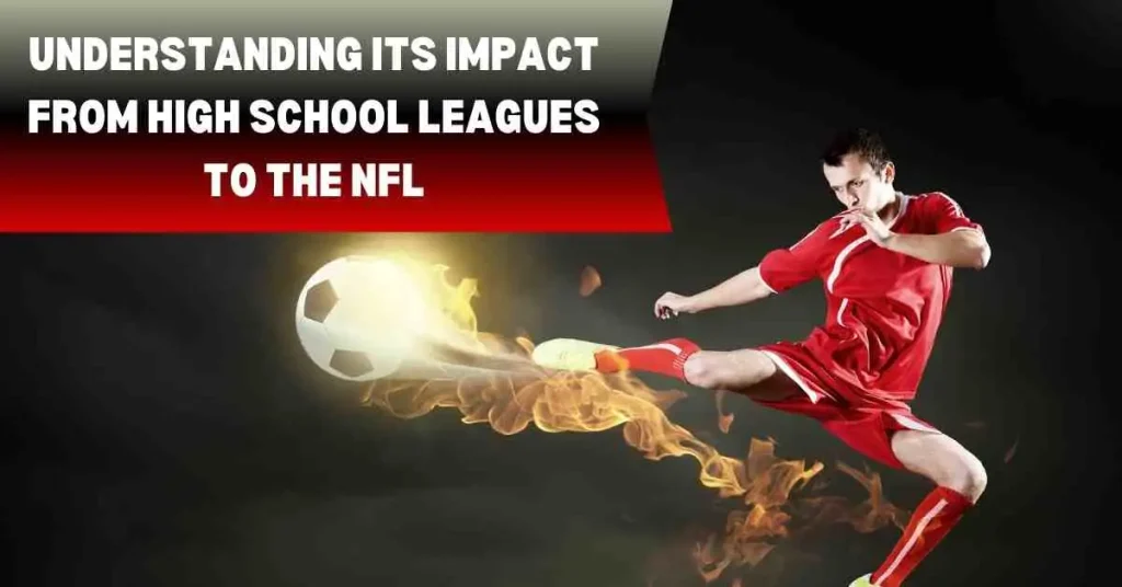 Is There A Mercy Rule In Football? A Detailed Explanation 1 A soccer player in a red jersey performs a powerful kick, sending the ball streaking with fiery motion against a dark background, symbolizing the intensity and passion often seen before the mercy rule in football is applied.