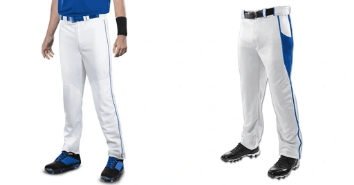 White Baseball Pants-The Essential Guide for Every Player 2 A baseball player showcases white baseball pants with blue accents, paired with black cleats, emphasizing athletic gear for the sport.
