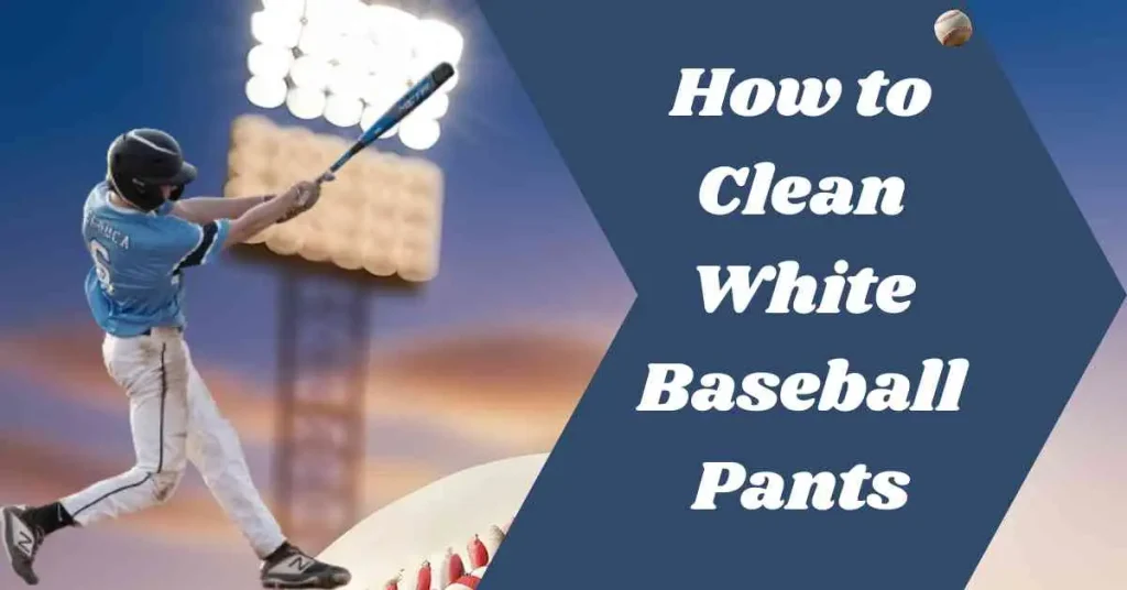White Baseball Pants-The Essential Guide for Every Player 1 A young baseball player in white baseball pants swings a bat under bright stadium lights, accompanied by text about cleaning white baseball pants.