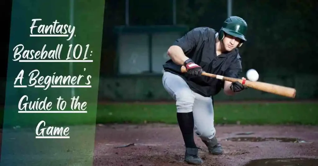 A fantasy baseball player swinging a bat at a ball during a game.