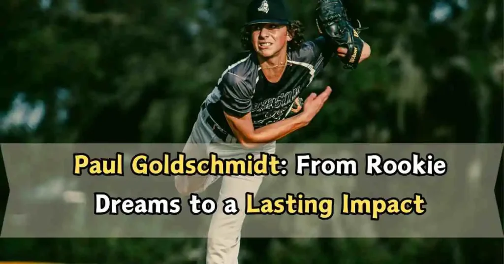 Paul Goldschmidt pitching a baseball on top of a field.