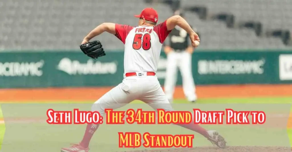 Seth Lugo pitching a baseball on the field.