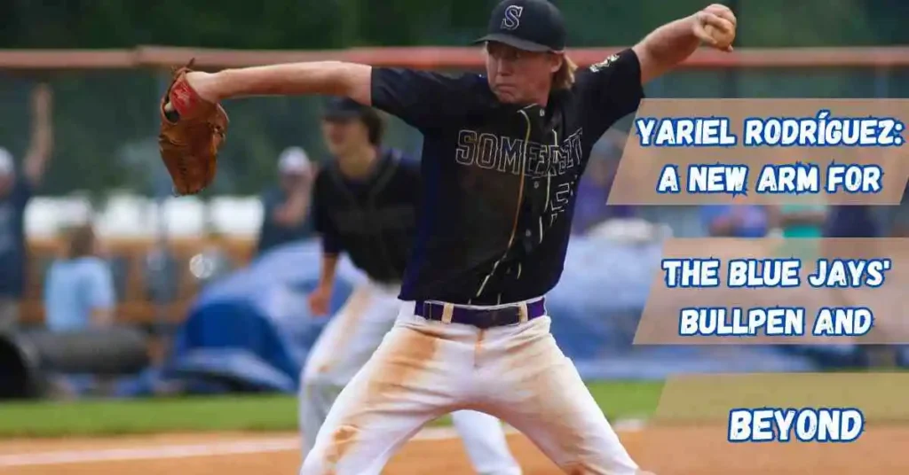 Yariel Rodriguez, a baseball player, pitching a baseball on top of a field.