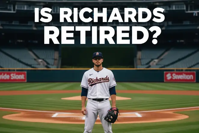 Garrett Richards- Is Richards Retired? 1 Garrett Richards, a baseball player, stands confidently on the pitcher's mound in an empty stadium, pondering the question, 'Is Richards retired?