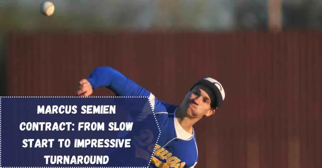 Who is Marcus Semien?A Closer Look at His Path, Career Stats, and Awards 1 Marcus Semien, a baseball player in a blue jersey, throws a ball with a dynamic pitching motion, highlighting athleticism and energy—symbolic of the performance tied to his contract, set against a blurred background.